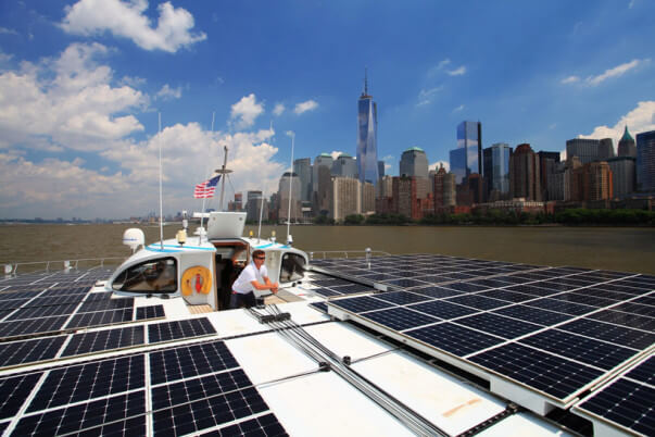 MS Turanor Planet Solar the biggest solar Catamaran in the world sailed at New York