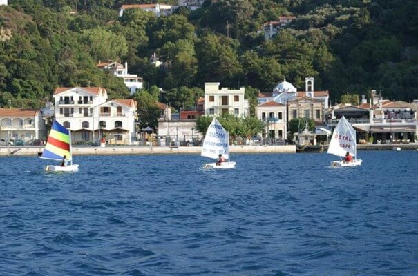 triangle sailing race at Samos island is heading to the port