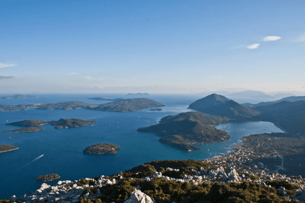 The indented coastline of Greek islands