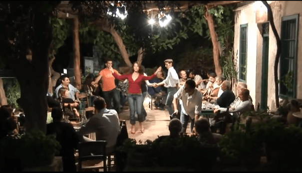 Greek people at a random outburst of celebration